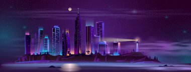 City bay shore karikatür vektör deniz feneri