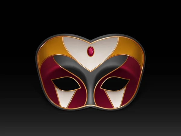 Masque visage carnaval Mardi Gras vecteur réaliste — Image vectorielle