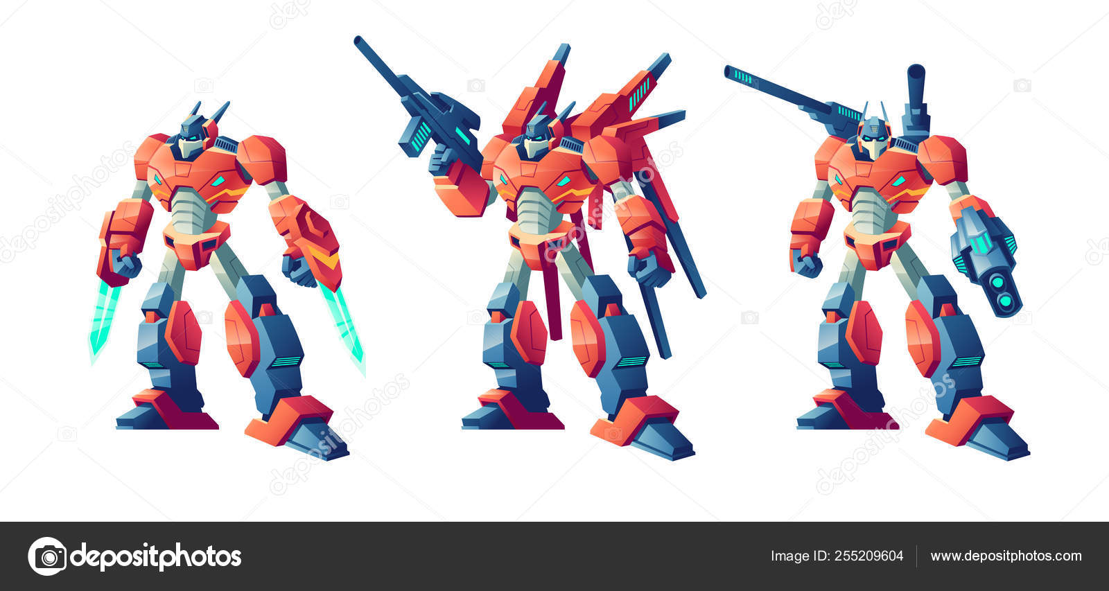 Transformer battle robots cartoon vector set Stock Vector by - Main Image