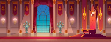 Ortaçağ kings palace taht salonu karikatür vektör