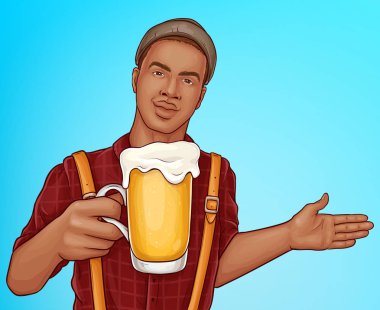 Bira pub karikatür vektör reklam afişi