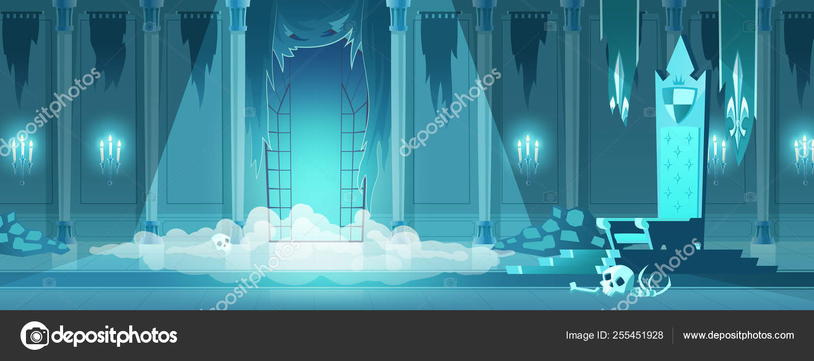 Evil King Castle Throne Room Cartoon Vector Stock Vector