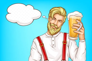 Hipster adam cam bira karikatür vektör tam ile