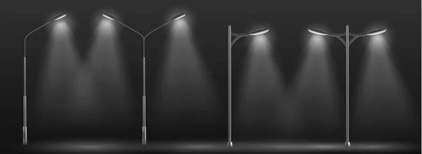 Ville moderne lampadaires rangée vecteur réaliste — Image vectorielle