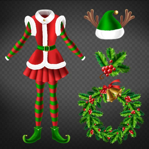 Navidad celebración atributos 3d vector conjunto — Archivo Imágenes Vectoriales