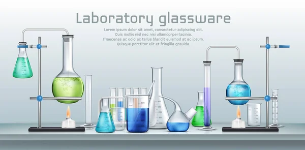 Laboratorium chemiczne eksperymenty kreskówka wektor — Wektor stockowy