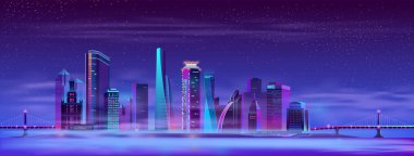 Vector Misty Megapolis arasında menteşeli köprüler, ada