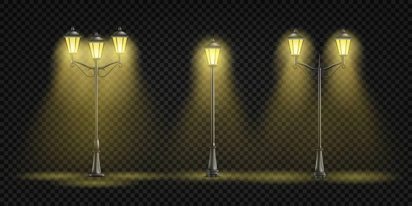 Lampadaires rétro lanterne réaliste ensemble vectoriel — Image vectorielle