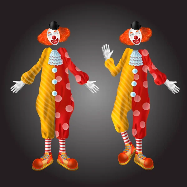Смешной клоун в разноцветном костюме — стоковый вектор