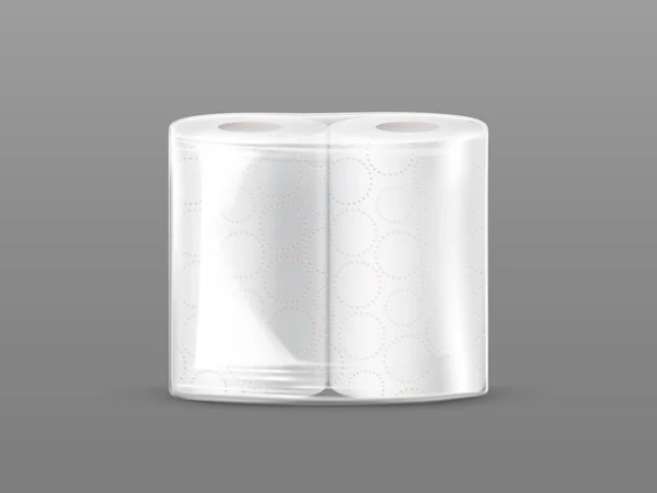 Papierhandtuch-Pack-Attrappe mit transparenter Verpackung. — Stockvektor