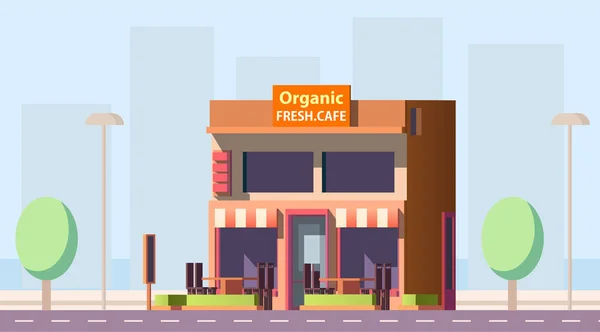 Budynek gród kawiarnia ilustracja wektor ulica — Wektor stockowy