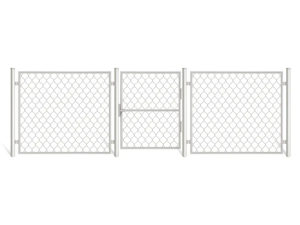 Zilverkleurige grid hekwerk met Gate Metal rabitz — Stockvector