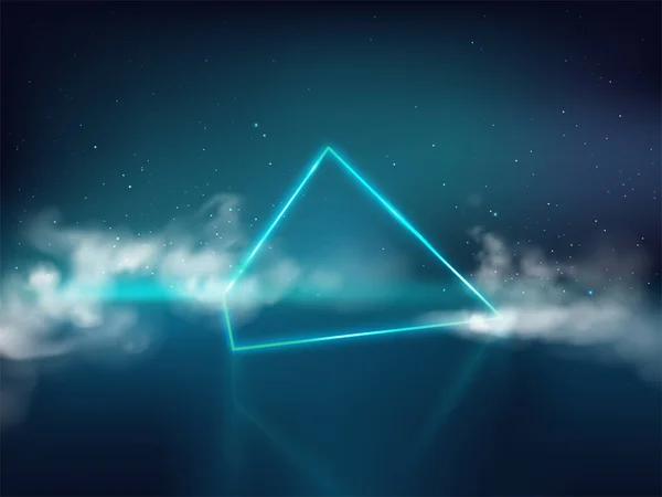 Pyramide des rayons laser dans un vecteur réaliste de fumée — Image vectorielle