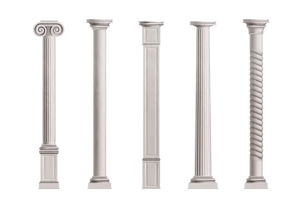 Antique columns 3d realistic vector collection — Stock Vector
