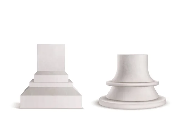 Pedestal, plinth, marble podium set mockup design. — Stock Vector
