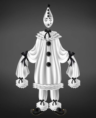 Sad harlequin kostüm 3d gerçekçi vektör
