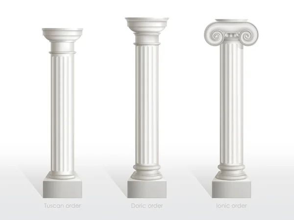 Columnas antiguas conjunto de Toscana, Dórico, Orden jónico . — Archivo Imágenes Vectoriales