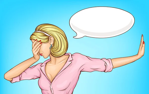 Teleurgesteld vrouw maken Facepalm cartoon vector — Stockvector