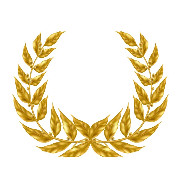 Laurel wreath with golden leaves realistic vector — Stock Vector