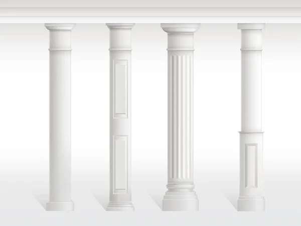 Antique columns set, figured pillars balustrade — Stock Vector