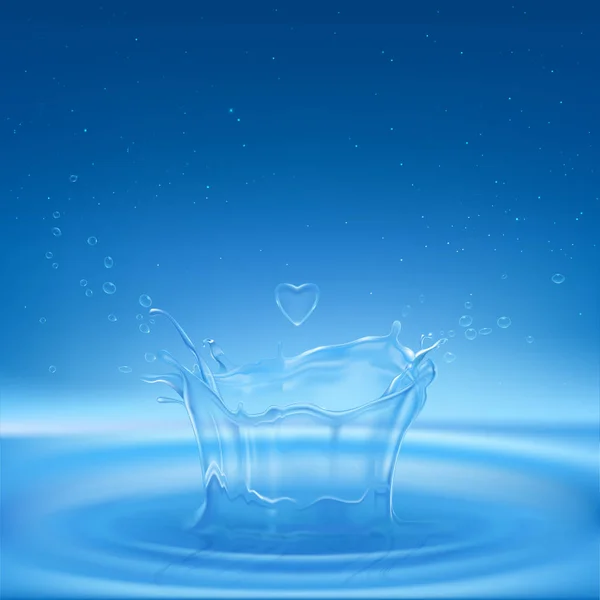 Water splash in de vorm van de kroon met Spray druppeltjes — Stockvector
