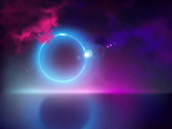 Halo de lumière abstrait dans le vecteur du ciel nocturne — Image vectorielle