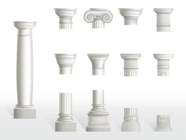 Delar av den gamla kolonnen, basen, axeln och kapitalet — Stock vektor