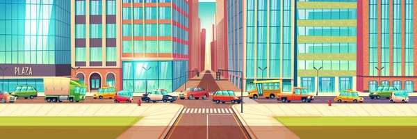 Trafikstockningar i City Cartoon Vector Concept — Stock vektor