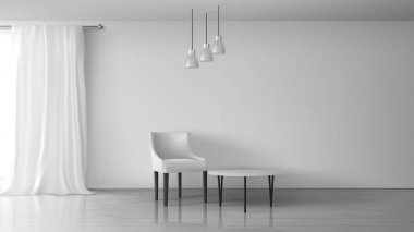 Oturma odası gerçekçi vektör minimalist iç