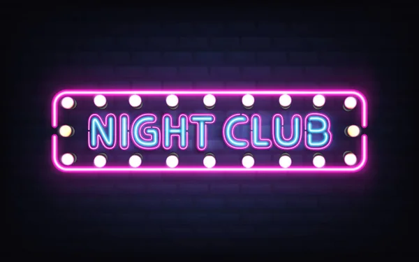 Club nocturno neón retro letrero vector realista — Archivo Imágenes Vectoriales