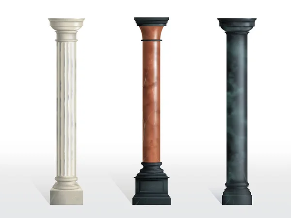 Colonnes anciennes de marbre coloré vecteur réaliste — Image vectorielle