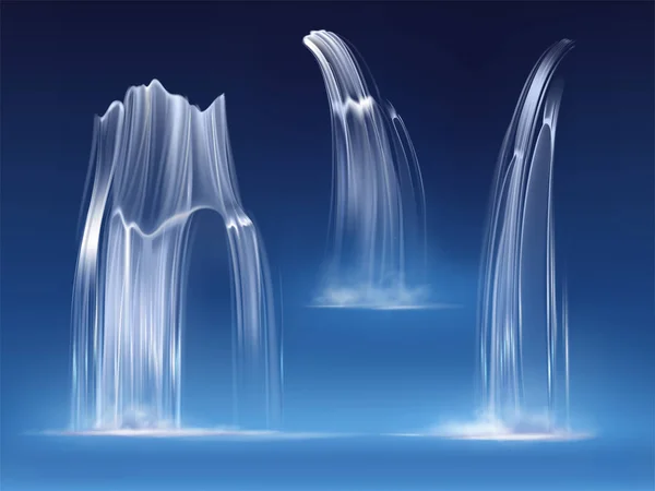 Каскад водопадов, водопады реалистичные ручьи — стоковый вектор