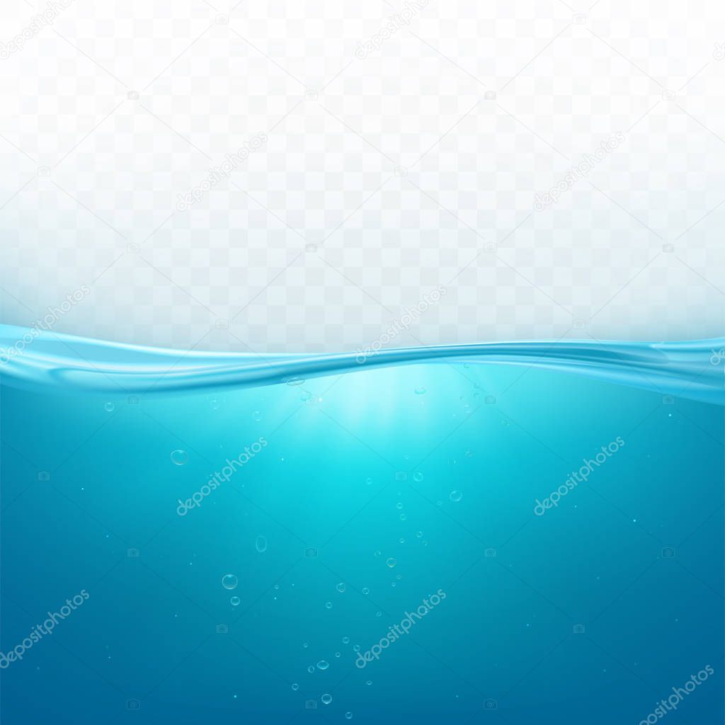 Water wave surface, liquid ocean or sea underwater