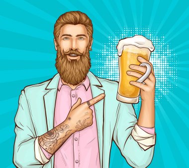 Bira festivali pop art vektör afiş şablonu