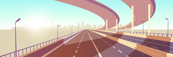 Modern metropolis kecepatan vektor kartun jalan raya - Stok Vektor