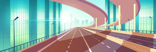 Modern city empty freeway, junction cartoon vector