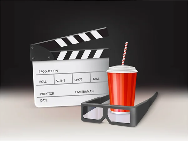 Film in Cinema 3D realistische vector concept — Stockvector