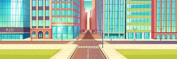 Metropolis rua vazia encruzilhada cartoon vector — Vetor de Stock