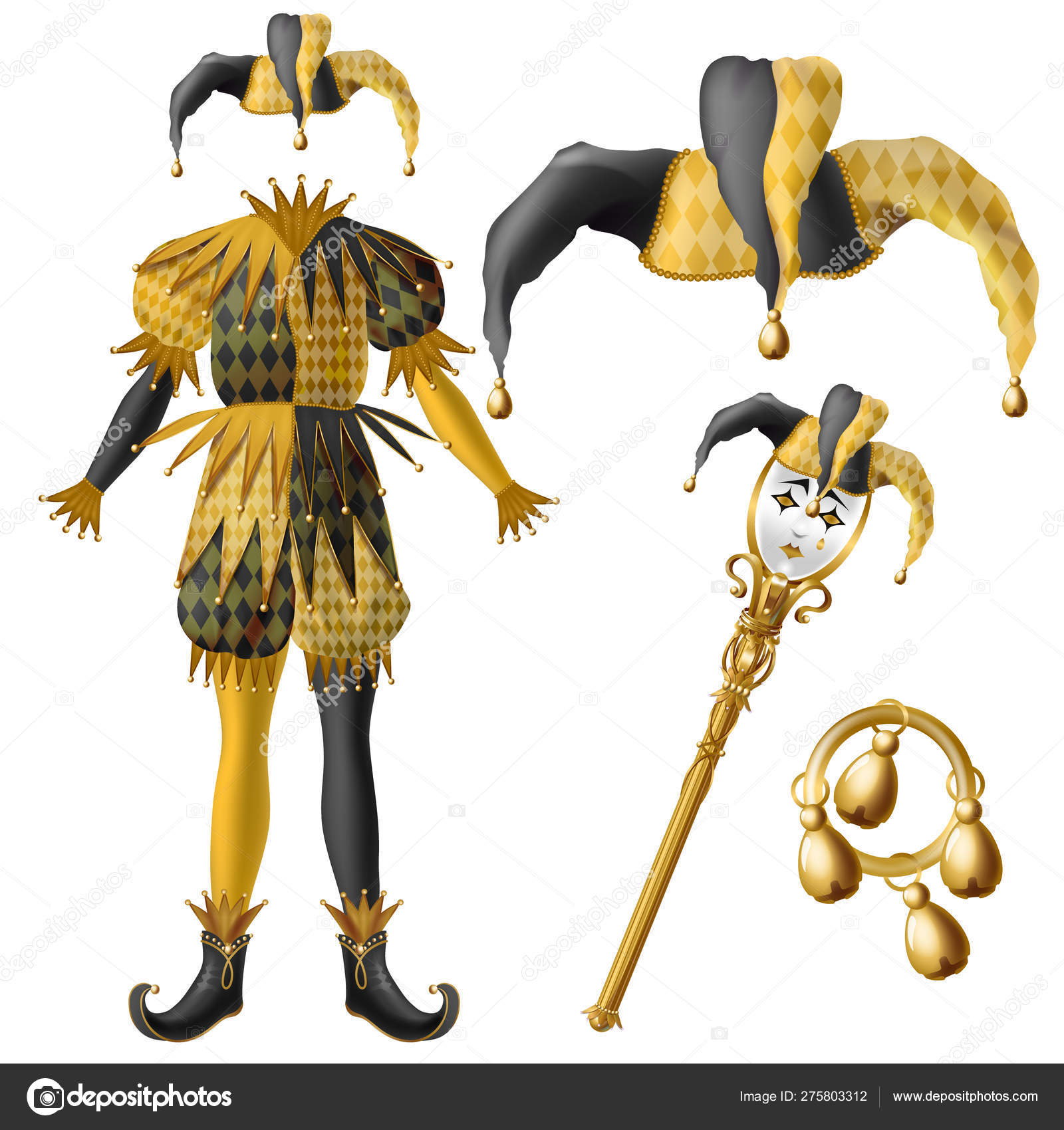 pamper Standard Cursed Jester costume elements realistic vector set Stock Vector Image by ©vectorpocket #275803312 pamper Standard Cursed Jester costume elements realistic vector set Stock Vector Image by ©vectorpocket #275803312