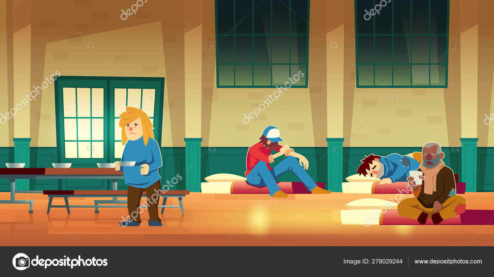 Night Shelter For Homeless People Cartoon Vector Vector Image By C Vectorpocket Vector Stock Night Shelter For Homeless People Cartoon Vector Vector Image By C Vectorpocket Vector Stock