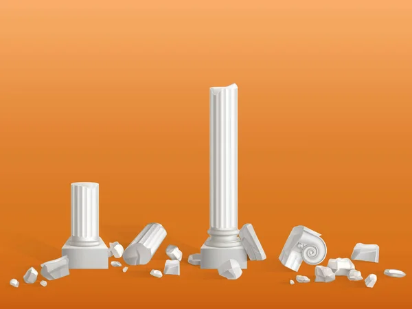 Broken on pieces ancient marble columns vector