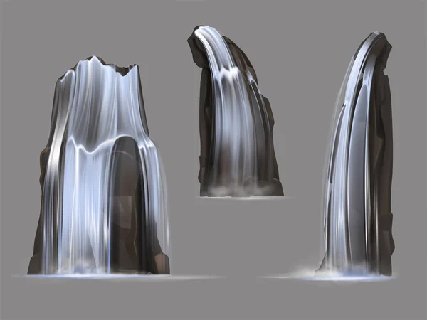 Wasserfälle isolierter Vektor Illustration Set — Stockvektor
