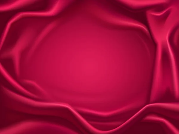 Wavy, kain merah sutra latar belakang vektor realistis Stok Ilustrasi 