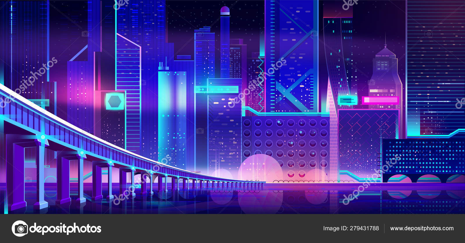 Future city at night cartoon vector background Stock Vector Image by  ©vectorpocket #279431788