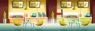Fast food kafeterya iç, boş kafeterya tasarımı