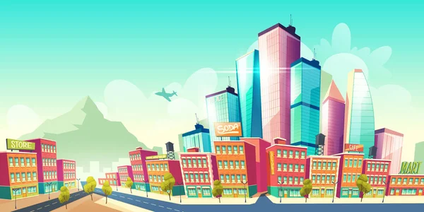 Modern city downtown development cartoon vector