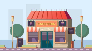 Yol kenarı kafeteryası veya menülü yol kafe binası