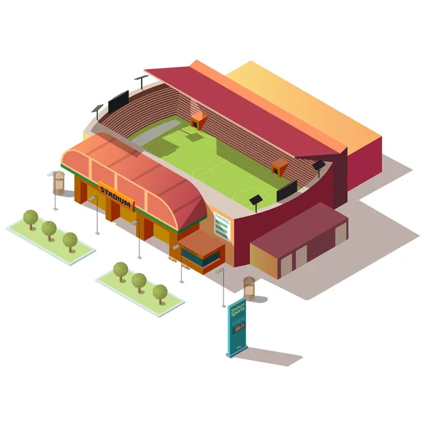 Edificio del estadio de fútbol con taquilla vector — Vector de stock