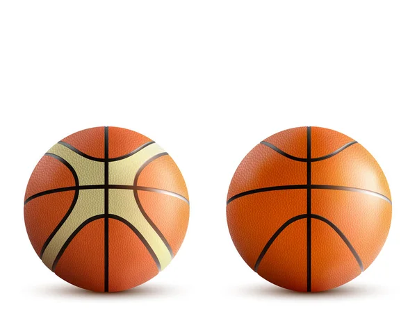 Bola basket diatur terisolasi pada latar belakang putih - Stok Vektor