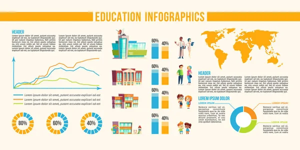 Oktatás infographics banner adatelemzés — Stock Vector